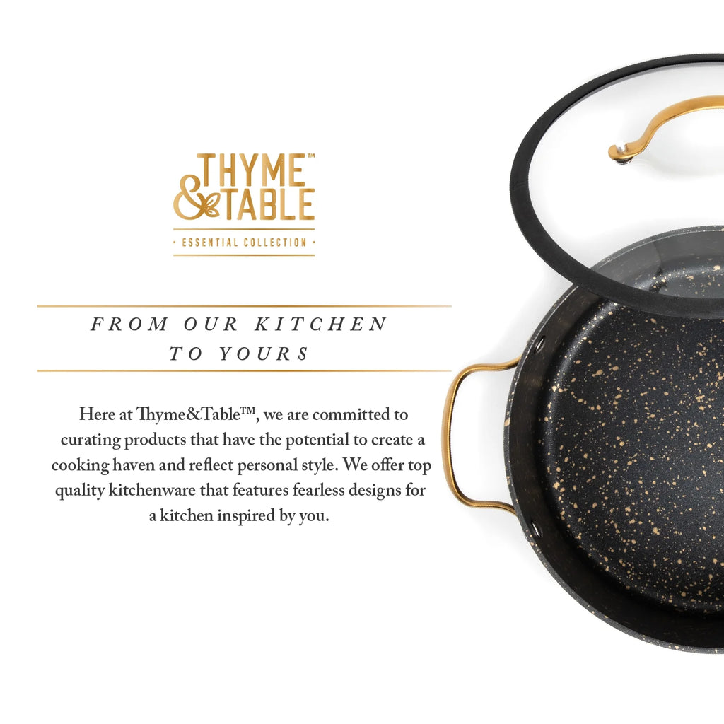 Non-Stick 5 QT Stock Pot with Glass Lid, Black & Gold Q537