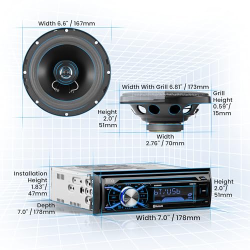 Single Din Bluetooth Car Stereo with 6.5 Inch 2 Way Speakers B85961