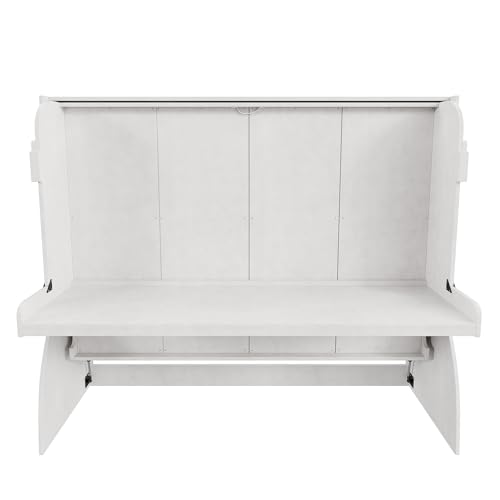 Antique White Full Size Murphy Bed with Desk and Storage Shelves N74819