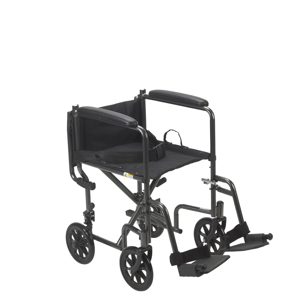 Lightweight Steel Transport Wheelchair, Fixed Full Arms, 19" Seat O5405