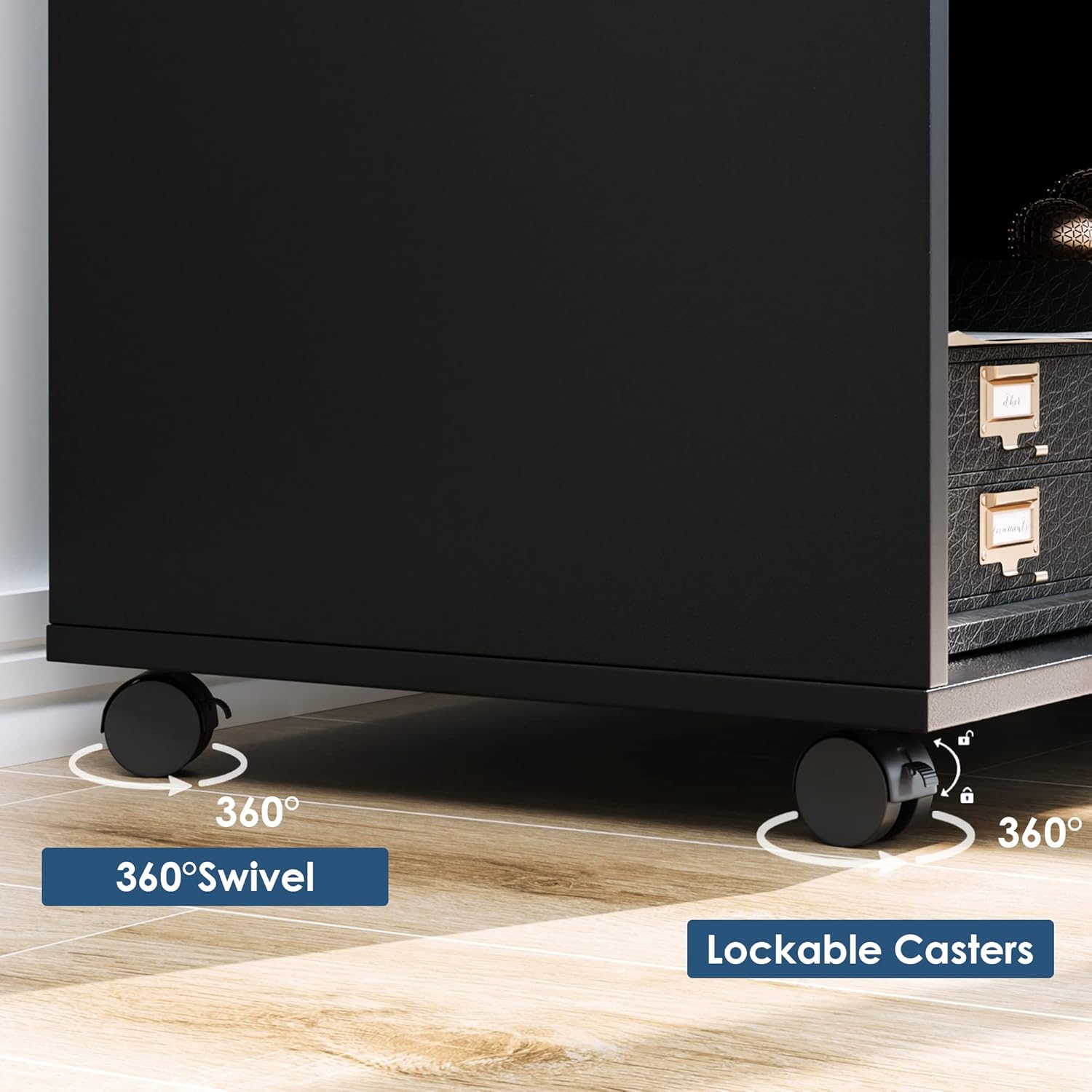 Black Wood Lateral File Cabinet with Lock V333412