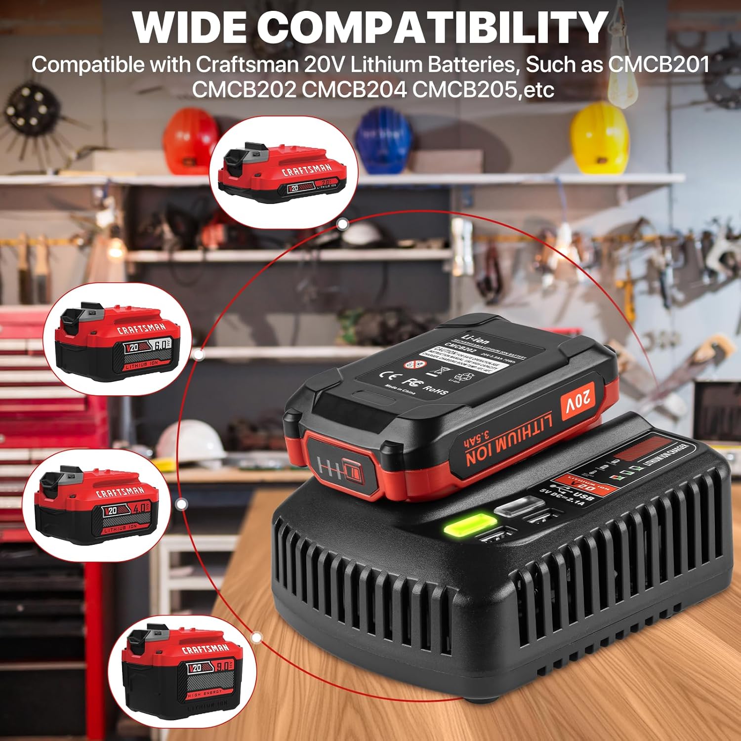 2Pack 20V 3.5Ah Replacement Battery and Charger Kit X47603