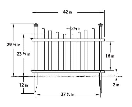White Vinyl Picket Fence Kit 2.5 ft. H x 3.5 ft. W 2 Fence Panels O34696