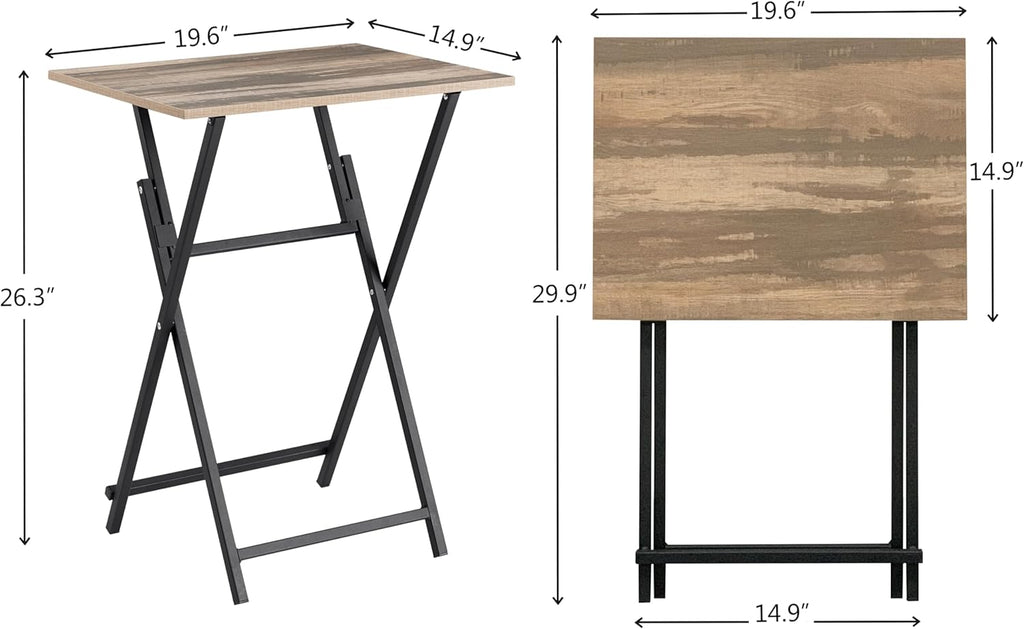 Rustic Brown Black TV Tray Table 2-Piece Portable Tables I753653