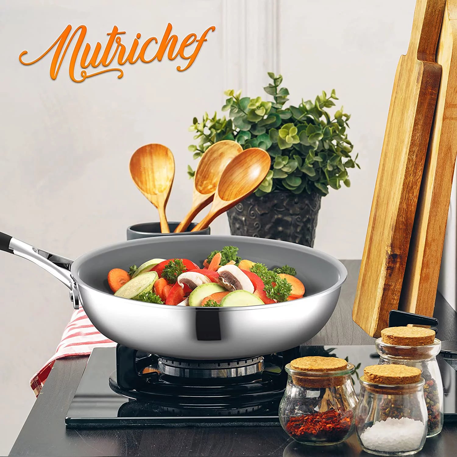 16-Piece Non-Stick Ceramic Cookware Set with Nylon Utensils D882