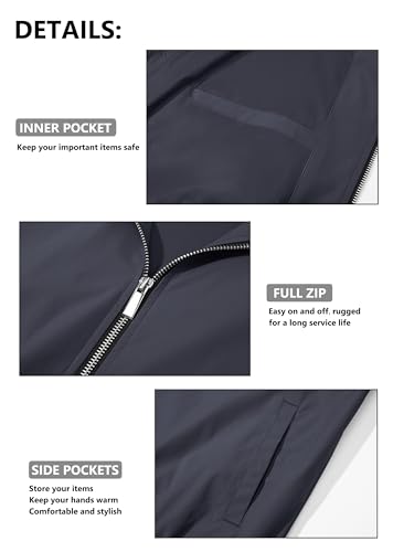 Men's Bomber Jacket Lightweight Full Zip Windbreaker L280543