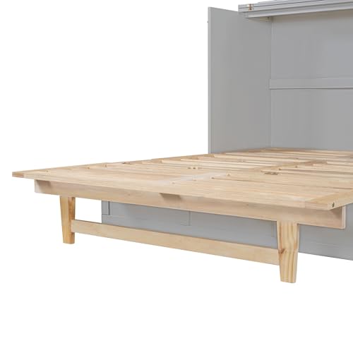 Queen Size White Wooden Murphy Bed with Drawer O5842