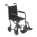 Lightweight Steel Transport Wheelchair, Fixed Full Arms, 19" Seat O5405
