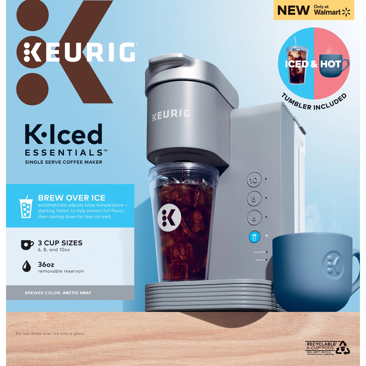 Gray Iced and Hot Single-Serve K-Cup Pod Coffee Maker O34546