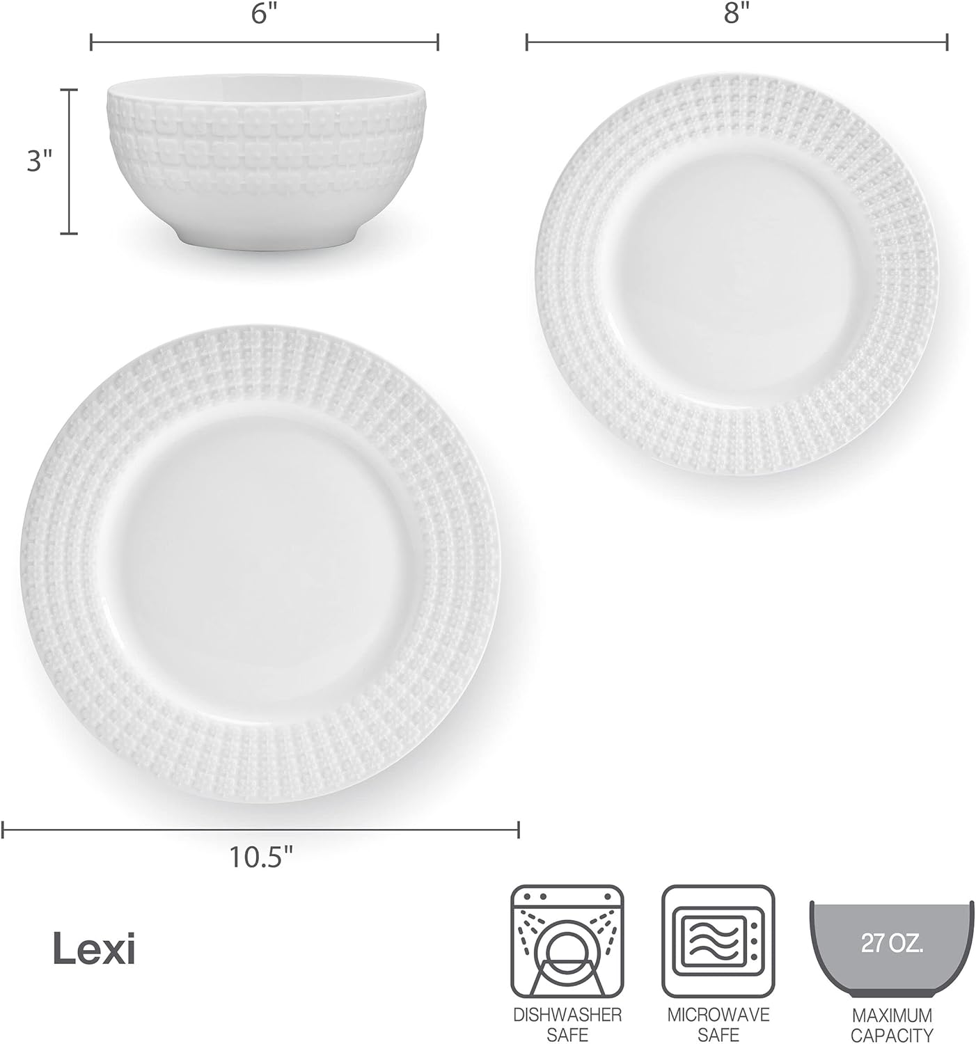 12 Piece White Dinnerware Set M632