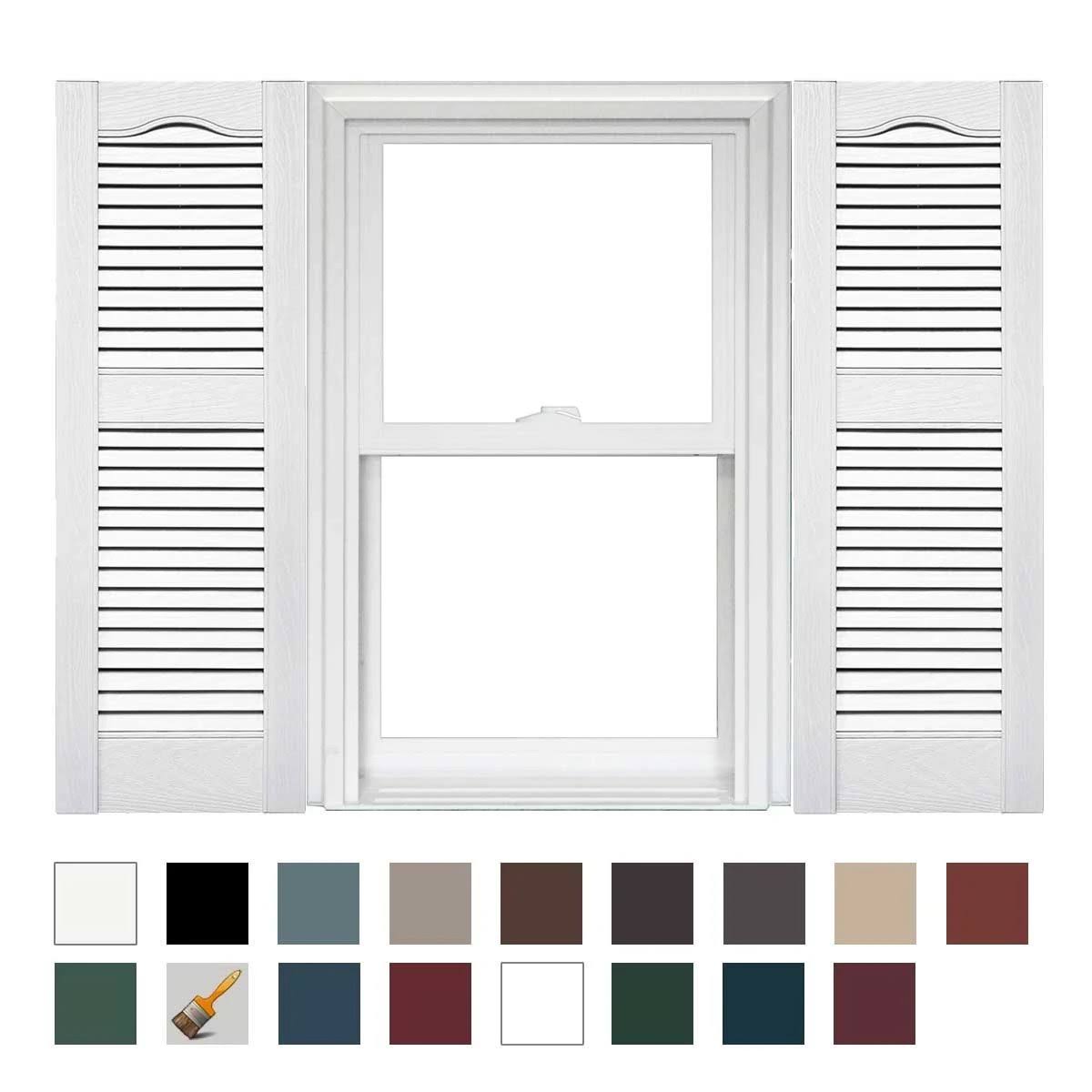 Open Louver Vinyl Shutters (1 Pair) 14.5 x 48 White L2801