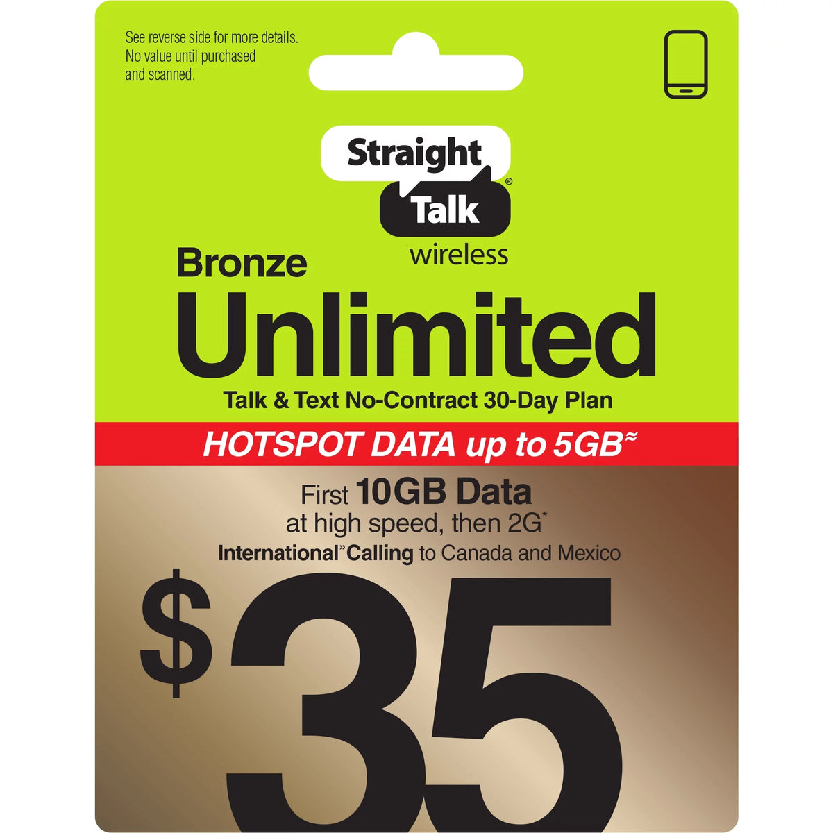 $35 Bronze Unlimited Talk & Text 30-Day Prepaid Plan with 10GB Data K906