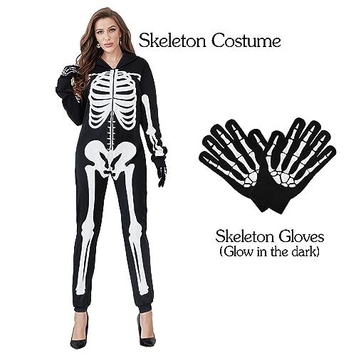 Black Skeleton Onesie Bodysuit with Gloves K13483