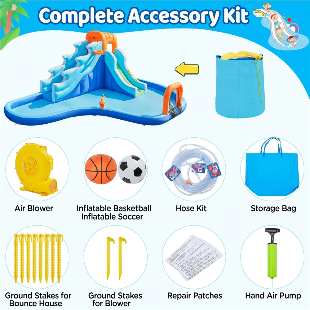 Dual Lane Inflatable Water Slide with Storage Bag & Blower X2445