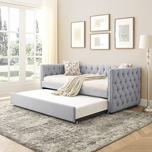 Fabric Upholstered Twin Size Daybed with Trundle F801
