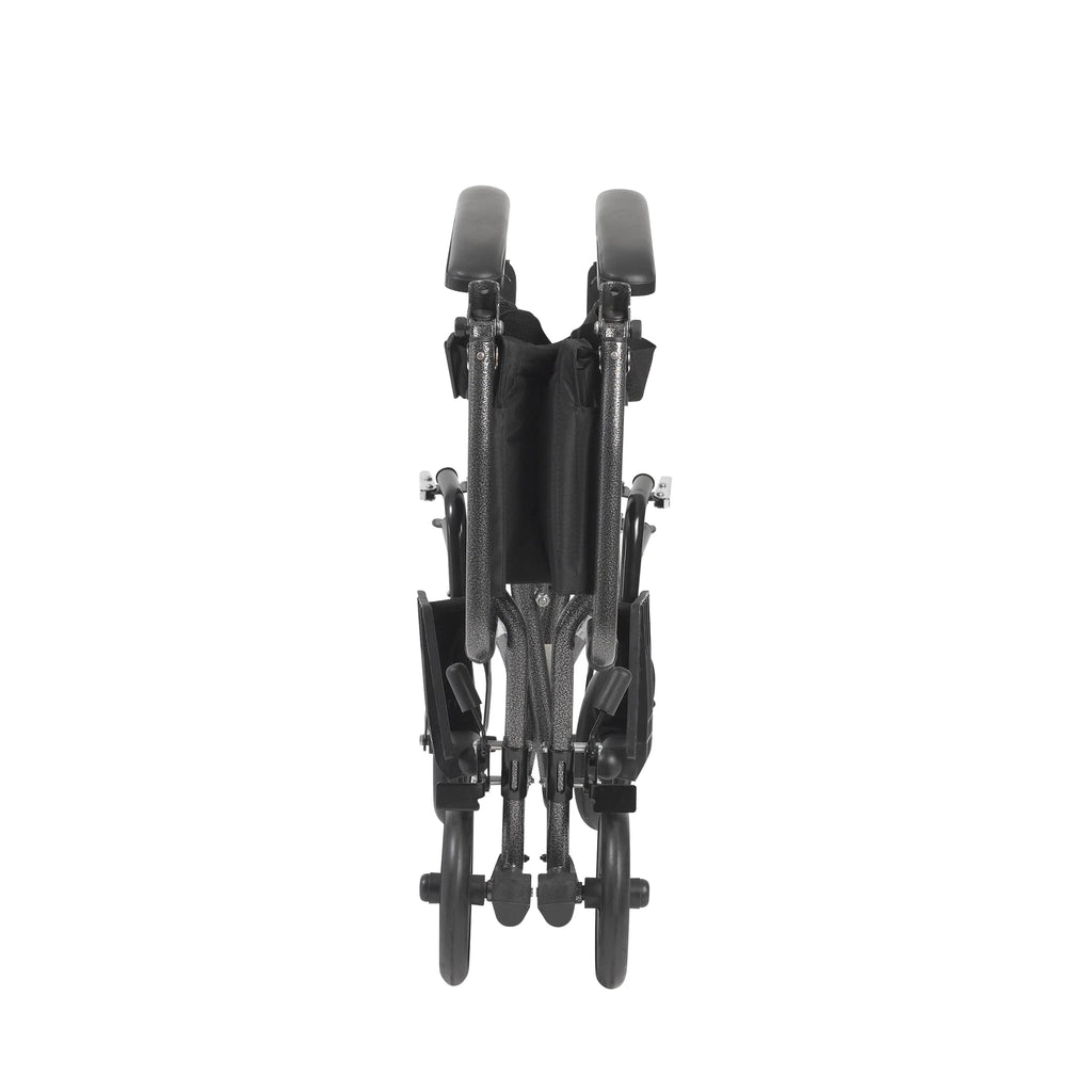 Lightweight Steel Transport Wheelchair, Fixed Full Arms, 19" Seat O5405