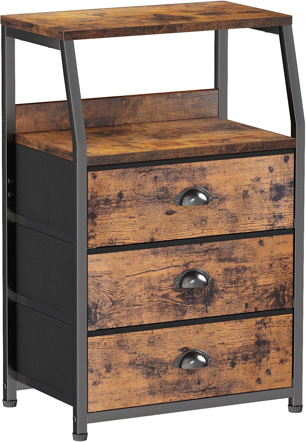Vertical End Table and Nightstand with 9 Large Drawers, Metal Frame C7487
