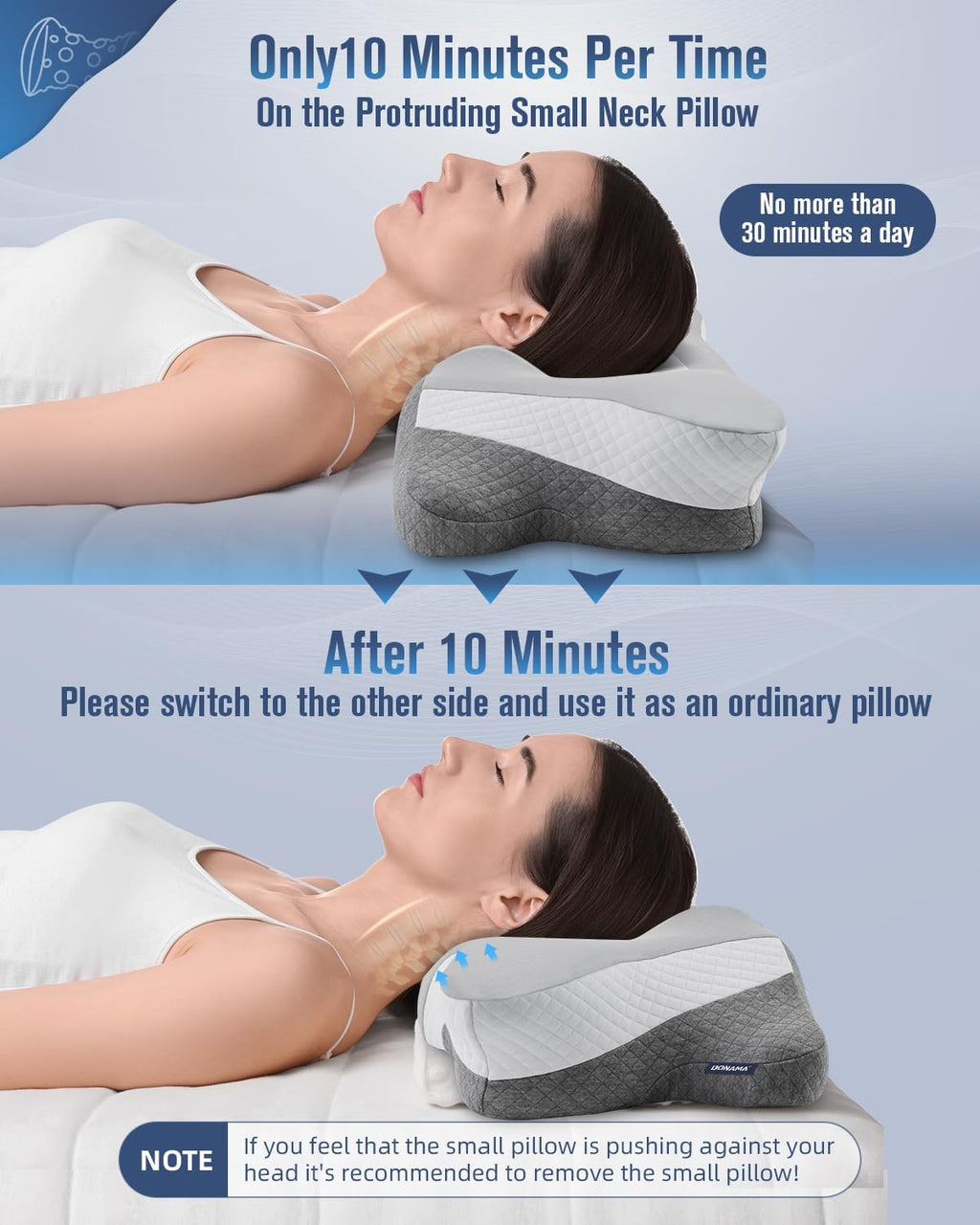 Ergonomic Memory Foam Cervical Neck Pillow with Cooling Pillowcase P56260