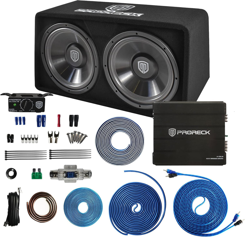 1500W Dual 12" Car Subwoofer with Loaded Enclosure and Mono Block Amplifier M882