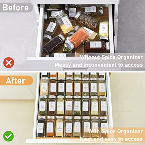 Bamboo 4 Tier Spice Drawer Organizer with 28 Spice Jars G7428