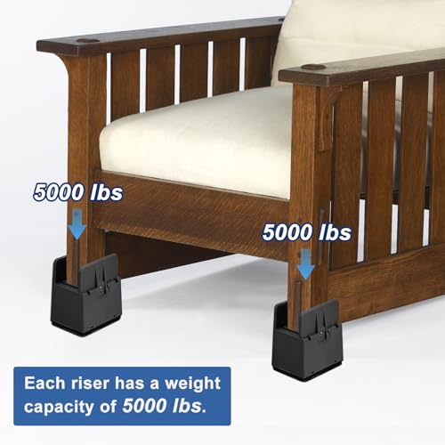 Black 4Pcs Furniture Risers with Adjustable Screw Clamp E31862