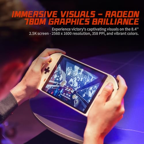 White 2K 8.4" IPS Touchscreen Handheld Console PC with AMD Ryzen 8840U 32GB RAM 1TB SSD V17166
