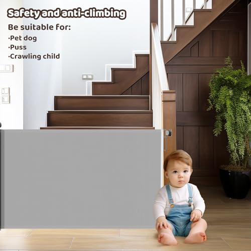 Retractable Baby Gate, 33" Tall, Extends up to 55" Wide V795412