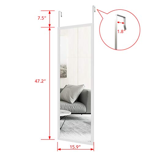 48" x 16" Full Length Metal Frame Mirror, 2 Pcs Door Hanging Mirror F8664