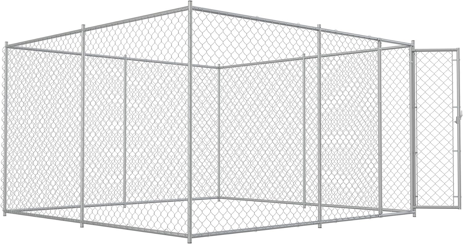 Large Dog Kennel Outdoor Heavy Duty Galvanized Chain Link Metal Dog Pen Enclosure W31159