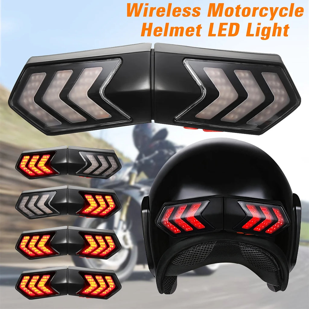 Motorcycle Helmet Wireless LED Safety Brake Stop and Turn Signal Light Indicators I157285