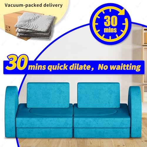 12PCS Modular Toddler Couch with Triangular Cushions and Arches (Gray) A818