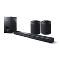 Black Sound Bar with Wireless Subwoofer and Wireless Speakers Z385