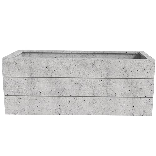 Rectangular Fiberstone and Clay Planter with Drainage Holes (Brown) G182