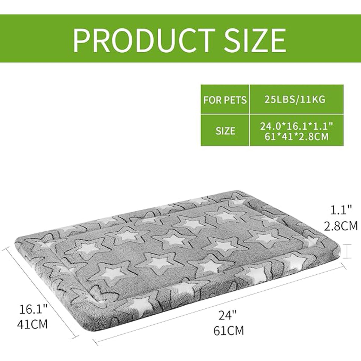 Reversible Machine Washable Grey Dog Crate Pad N4288