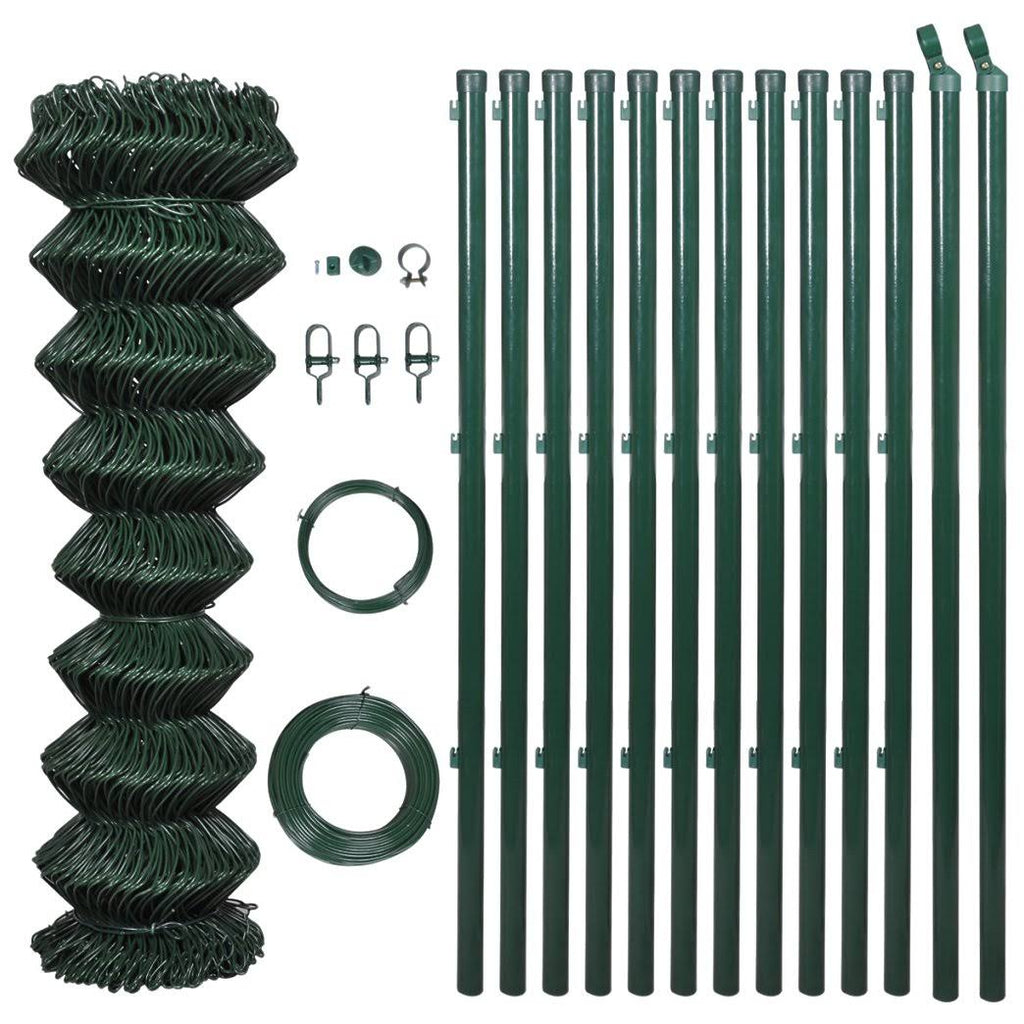 Green Steel Chain Link Fence with Posts 3x22 x 82 Z3361