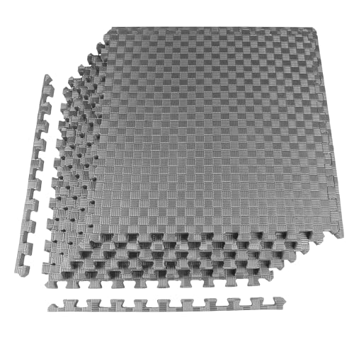 1" Thick EVA Interlocking Foam Gym Flooring Mat, Black (24 Sq Ft) O970102