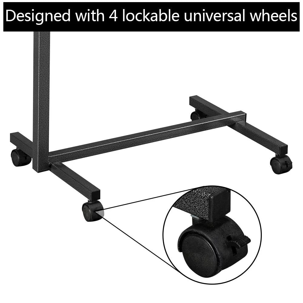 Adjustable Overbed Bedside Table with Wheels Gray L87134