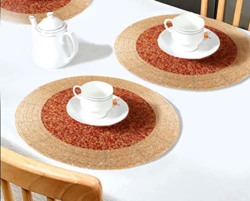Gold 13 Inch Round Set of 4 Beaded Placemats I61900