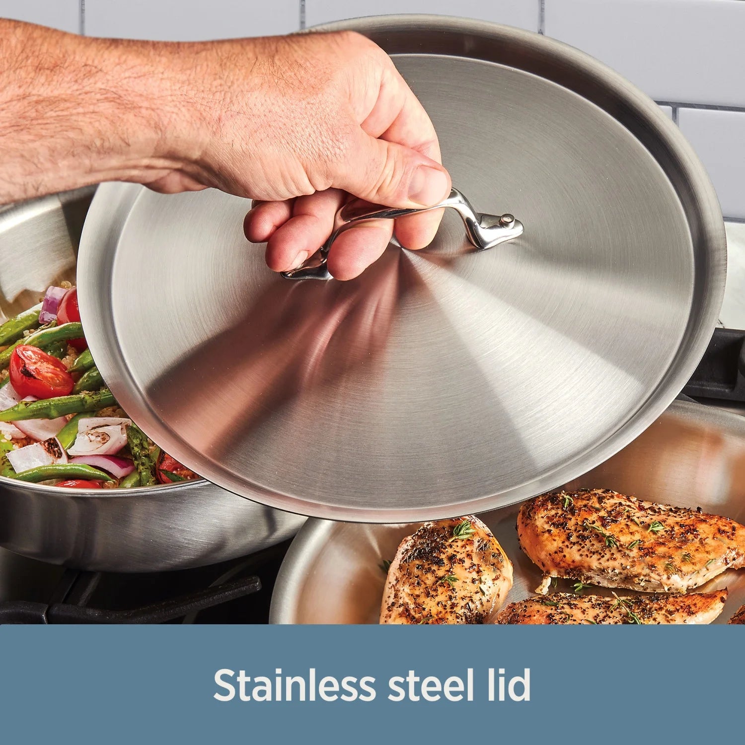 Stainless Steel Tri-Ply Bonded Sauce Pan with Lid, 3-Quart B10995