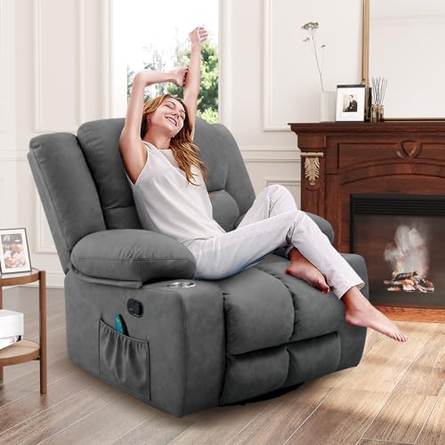 Oversized Power Lift Recliner Chair with Massage, Dark Grey W8354