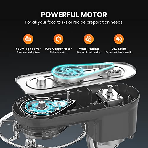 650W 6 Quart Tilt-Head Stand Mixer with Beater, Dough Hook and Wire Whip L420