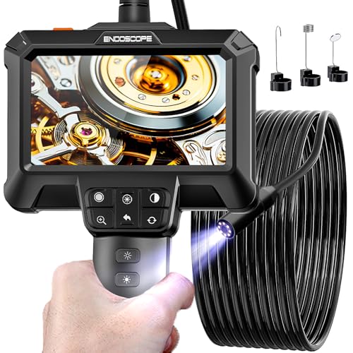 IP67 Waterproof Borescope Camera with 8 Adjustable LED Lights, 4.3" LCD Screen, HD 1080P, 16.5ft Semi-Rigid Cord L2629