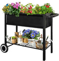Black Raised Garden Bed with Legs on Wheels T300