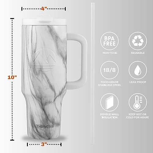 40 oz Stainless Steel Insulated Tumbler with Handle and Straw Q687474