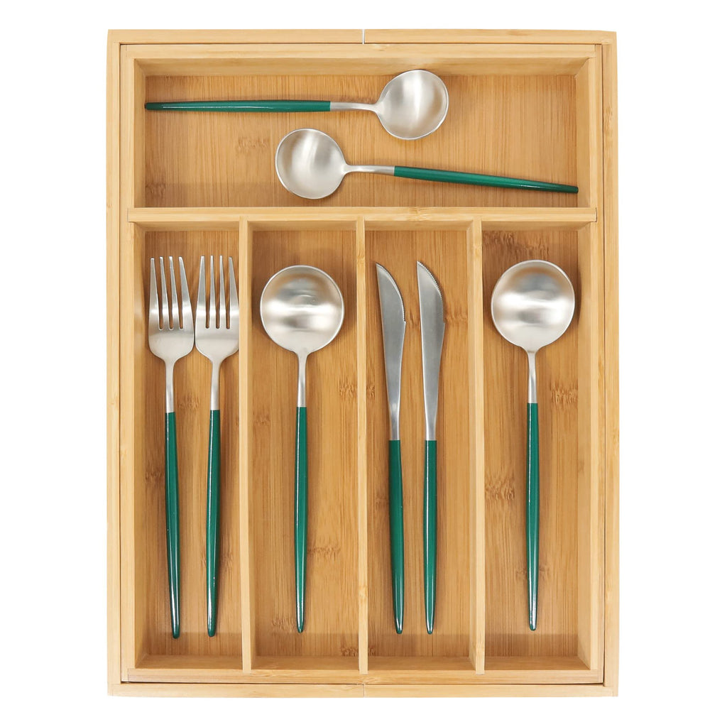Bamboo Drawer Organizer with Adjustable Dividers, Medium, Brown P439