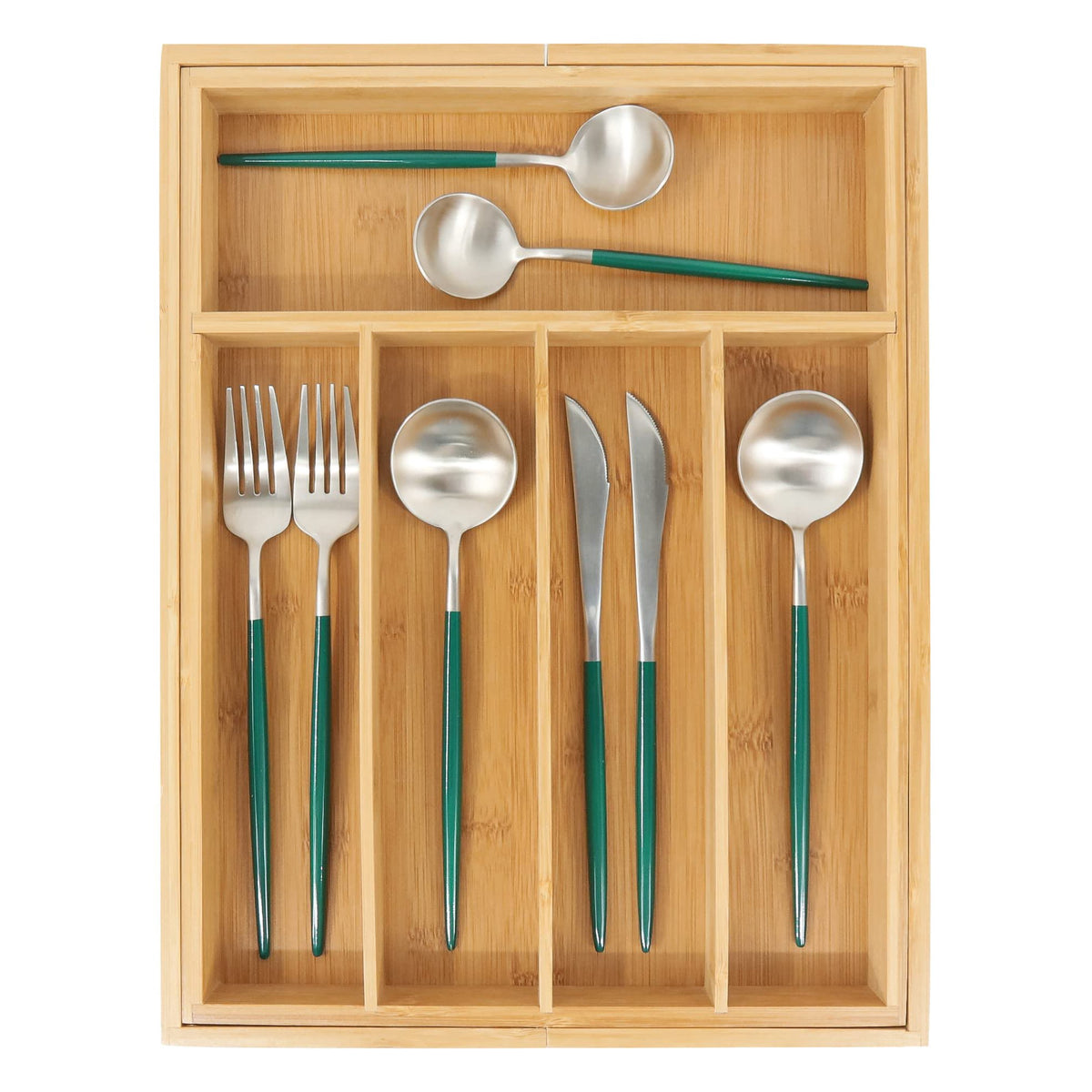 Bamboo Drawer Organizer with Adjustable Dividers, Medium, Brown P439