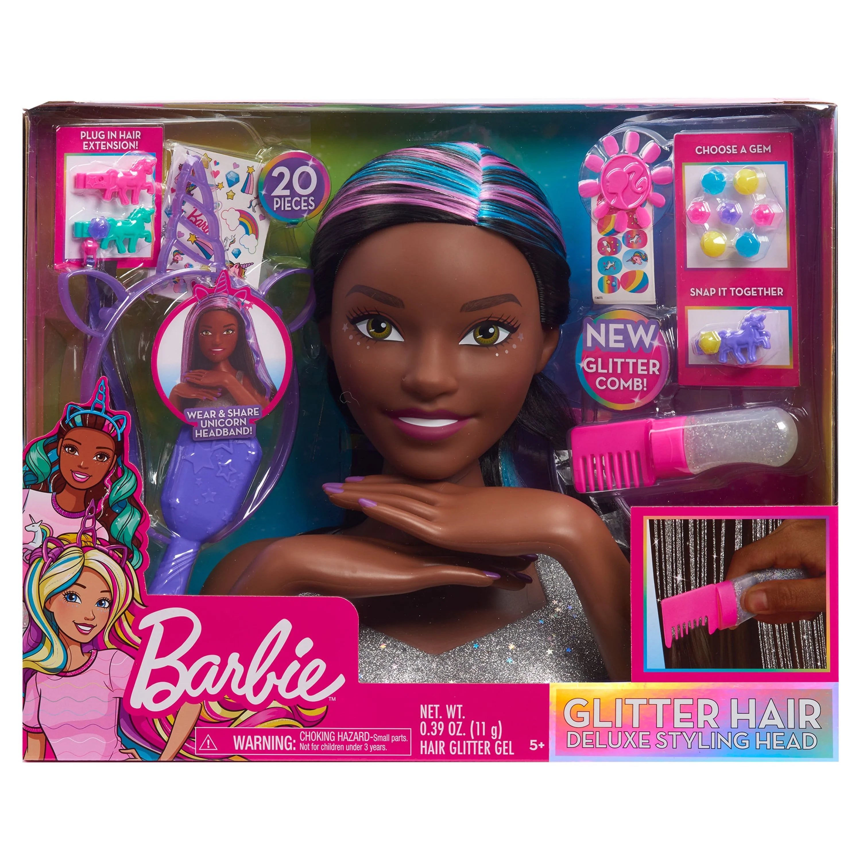 20-Piece Styling Head, Black Hair, Kids Toys V71460