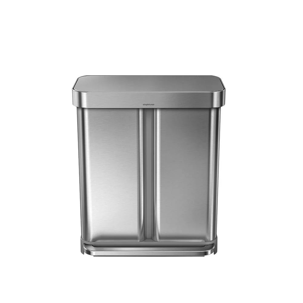 58 Liter Stainless Steel Dual Compartment Recycler Step Trash Can V56919