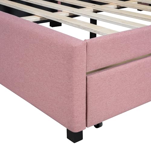 Twin Linen Fabric Upholstered Daybed with Trundle F815793