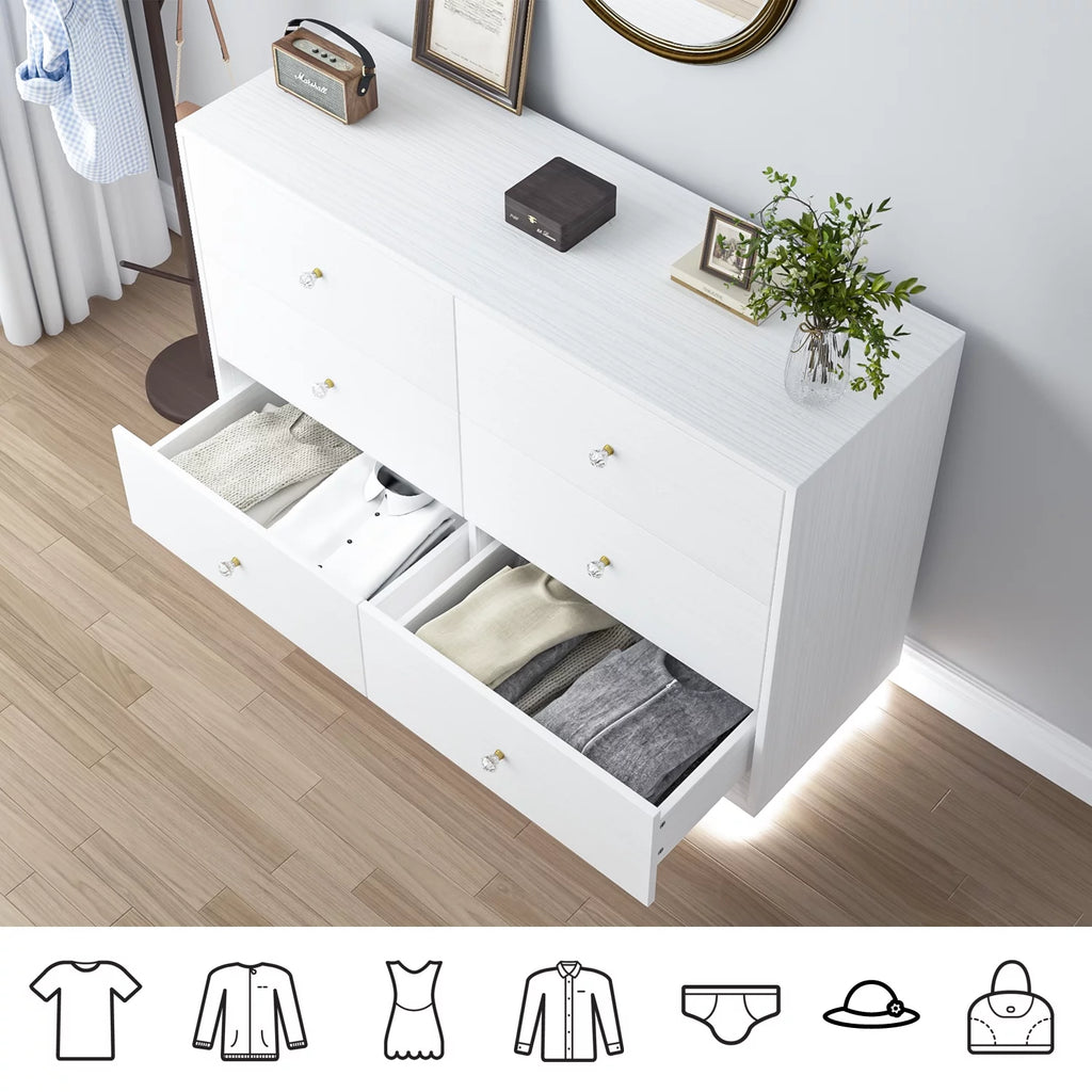 White 6 Drawer Dresser S880